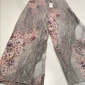 $895 Barney’s NY MAYLE 100% silk floral pants size 0 Dimanche Blue